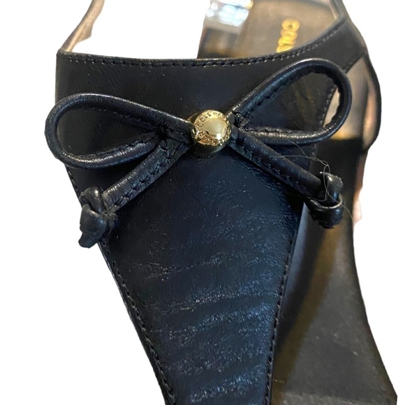 Cole Hahn T-strap leather thong sandals black size 10B - Picture 5 of 8